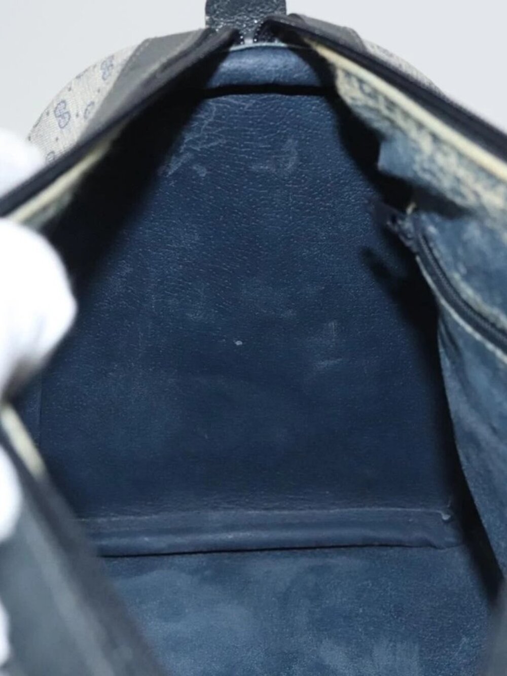 GUCCI Micro GG Supreme Sherry Line Bag PVC Navy Gold Red 40 02 007 Auth BA2011 - Picture 14 of 16